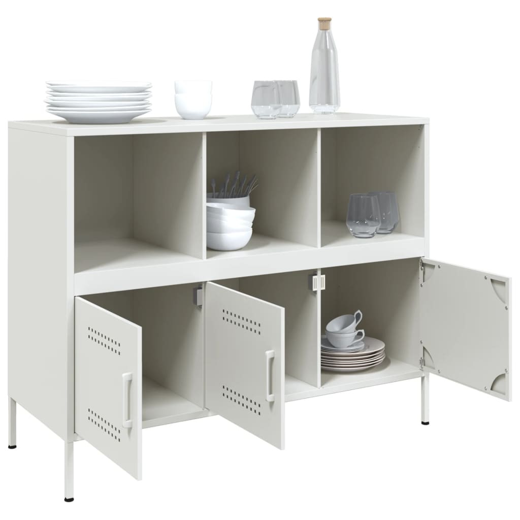 Skjenk hvit 100,5x39x79 cm stål