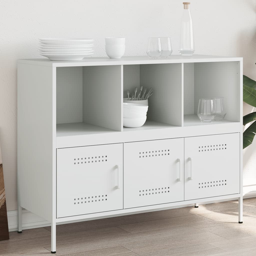 Skjenk hvit 100,5x39x79 cm stål