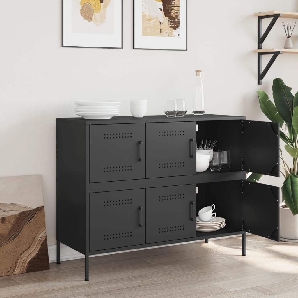 Skjenk svart 100,5x39x79 cm stål vidaXL