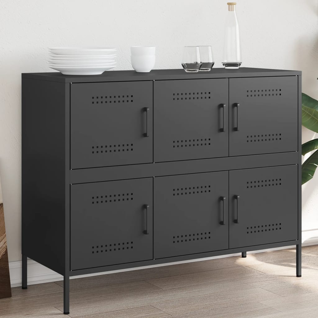 Skjenk svart 100,5x39x79 cm stål vidaXL