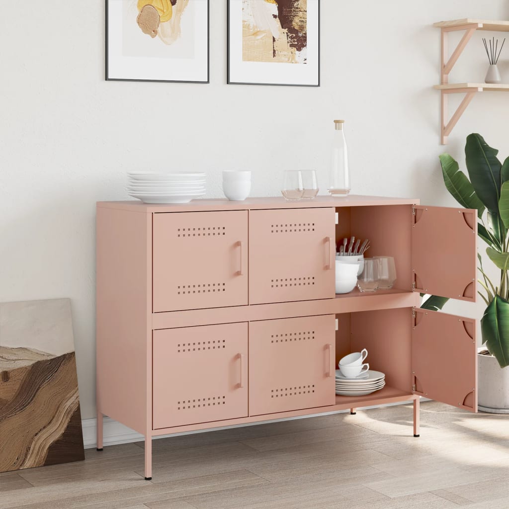 Skjenker rosa 100,5x39x79 cm stål vidaXL