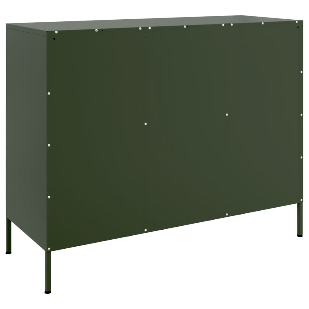 Skjenk olivengrønn 100,5x39x79 cm stål vidaXL
