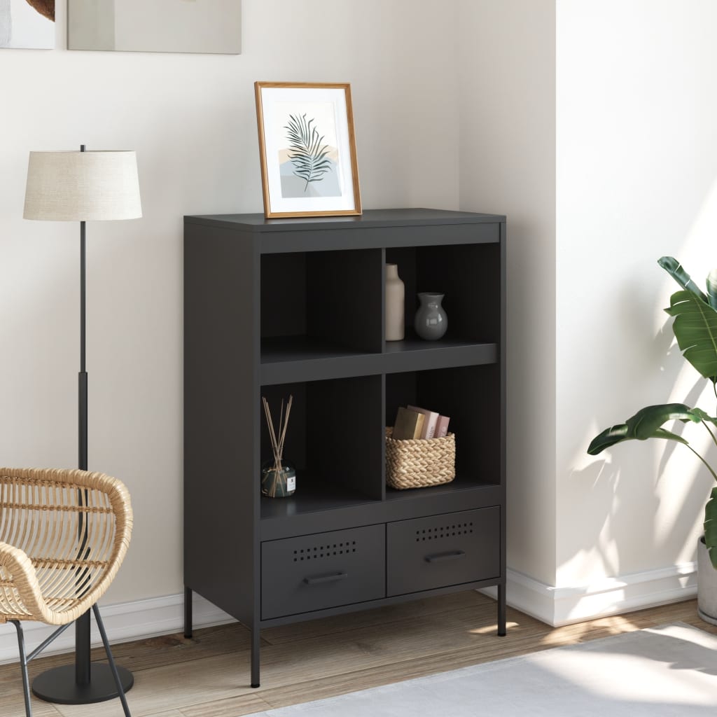 Highboard svart 68x39x101,5 cm stål