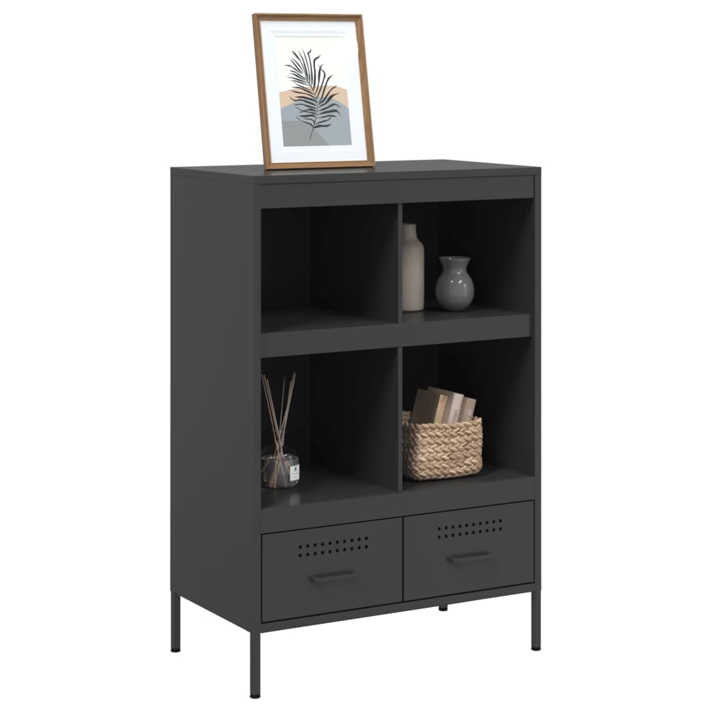 Highboard svart 68x39x101,5 cm stål