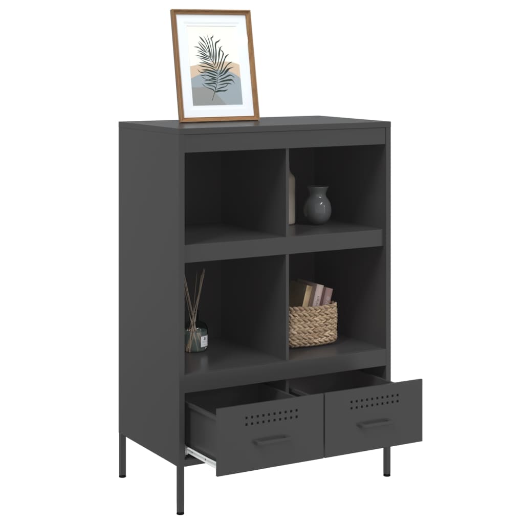 Highboard svart 68x39x101,5 cm stål