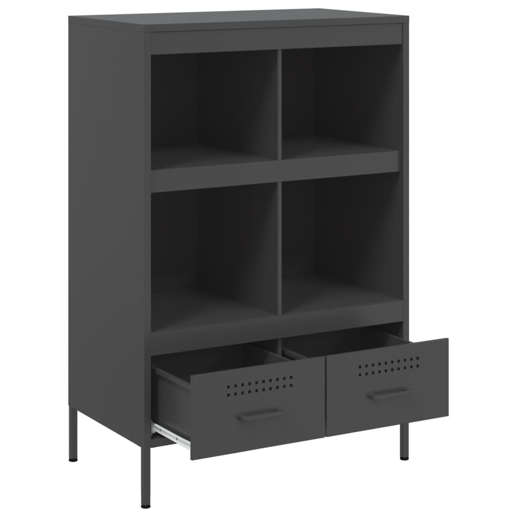 Highboard svart 68x39x101,5 cm stål