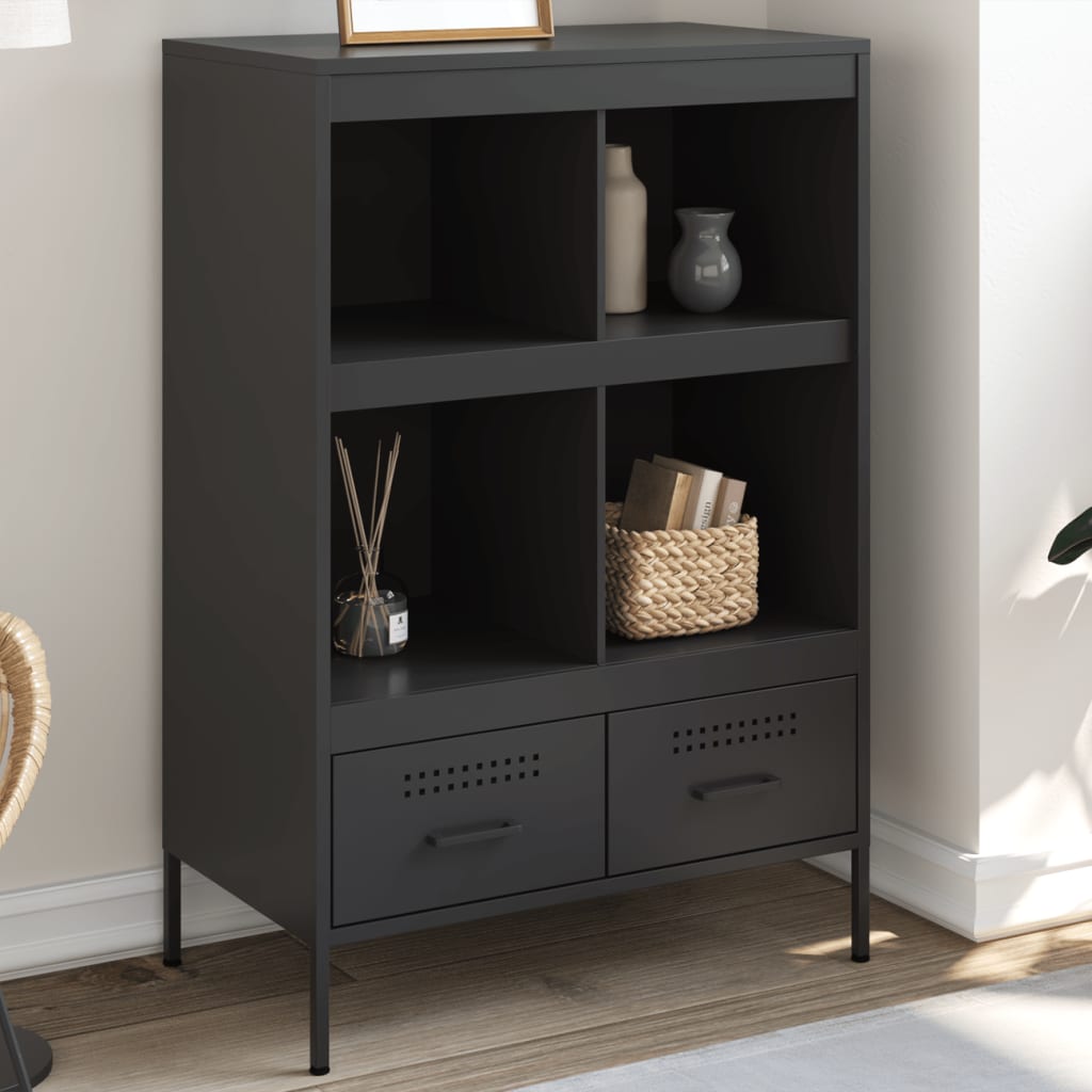 Highboard svart 68x39x101,5 cm stål