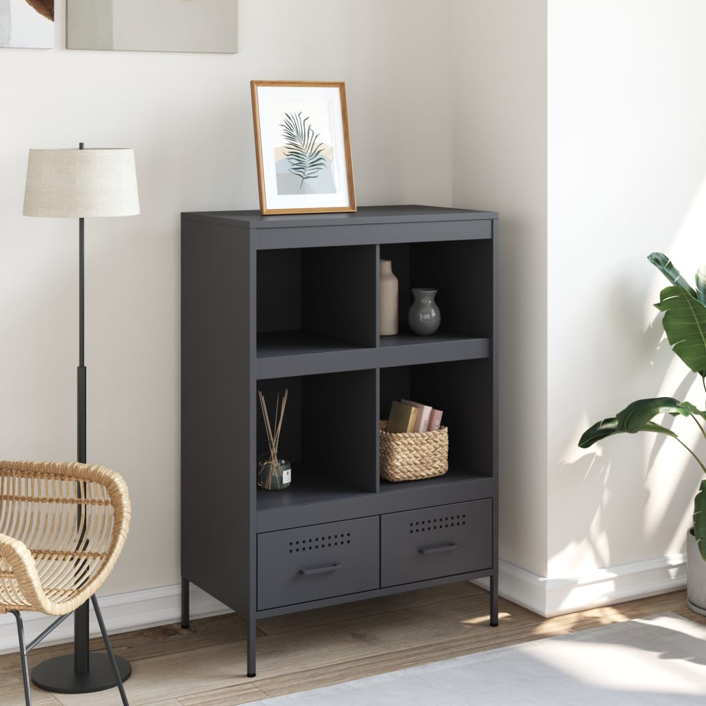 Highboard antrasitt 68x39x101,5 cm stål