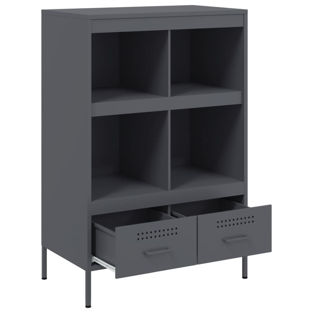 Highboard antrasitt 68x39x101,5 cm stål