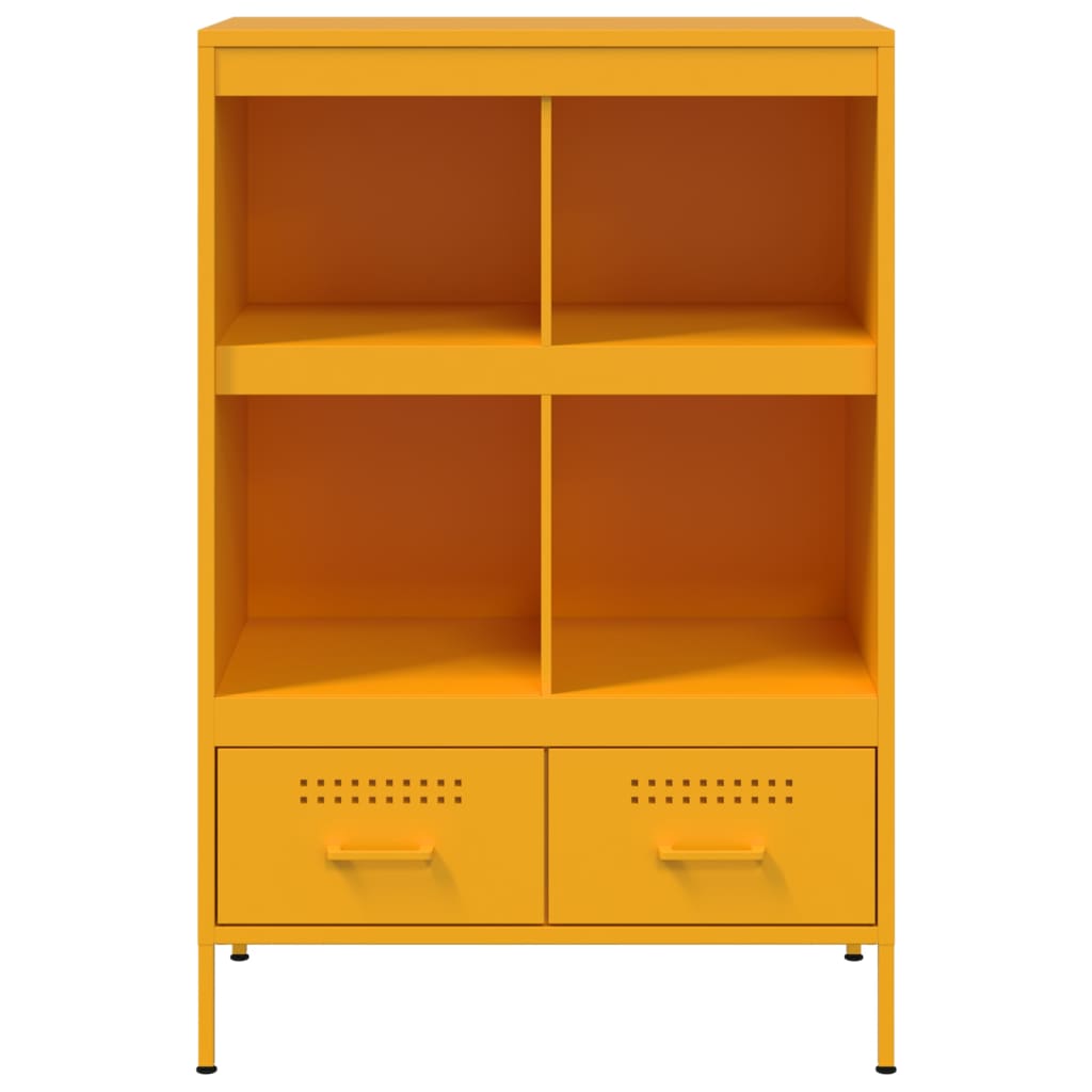 Highboard sennepsgul 68x39x101,5 cm stål