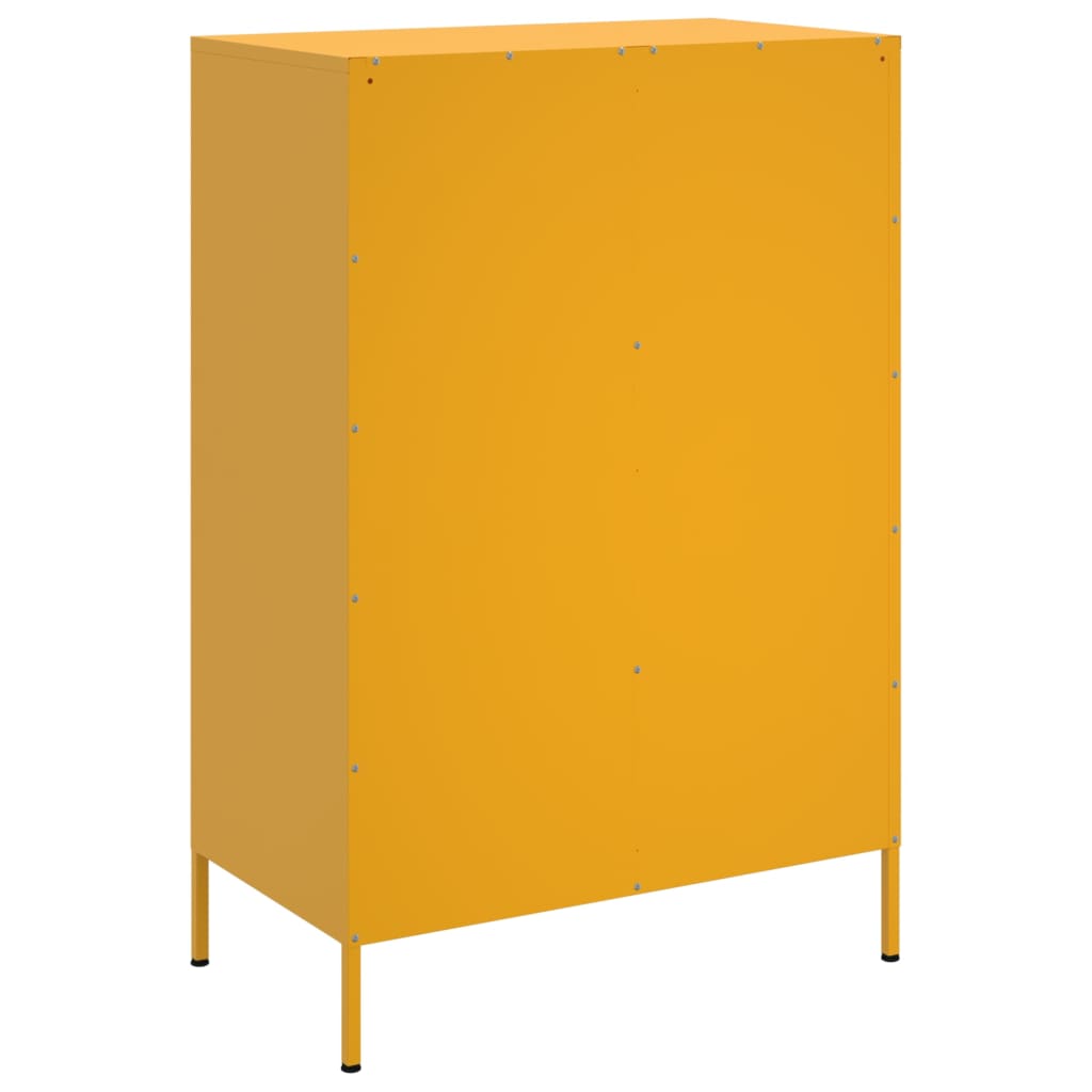 Highboard sennepsgul 68x39x101,5 cm stål