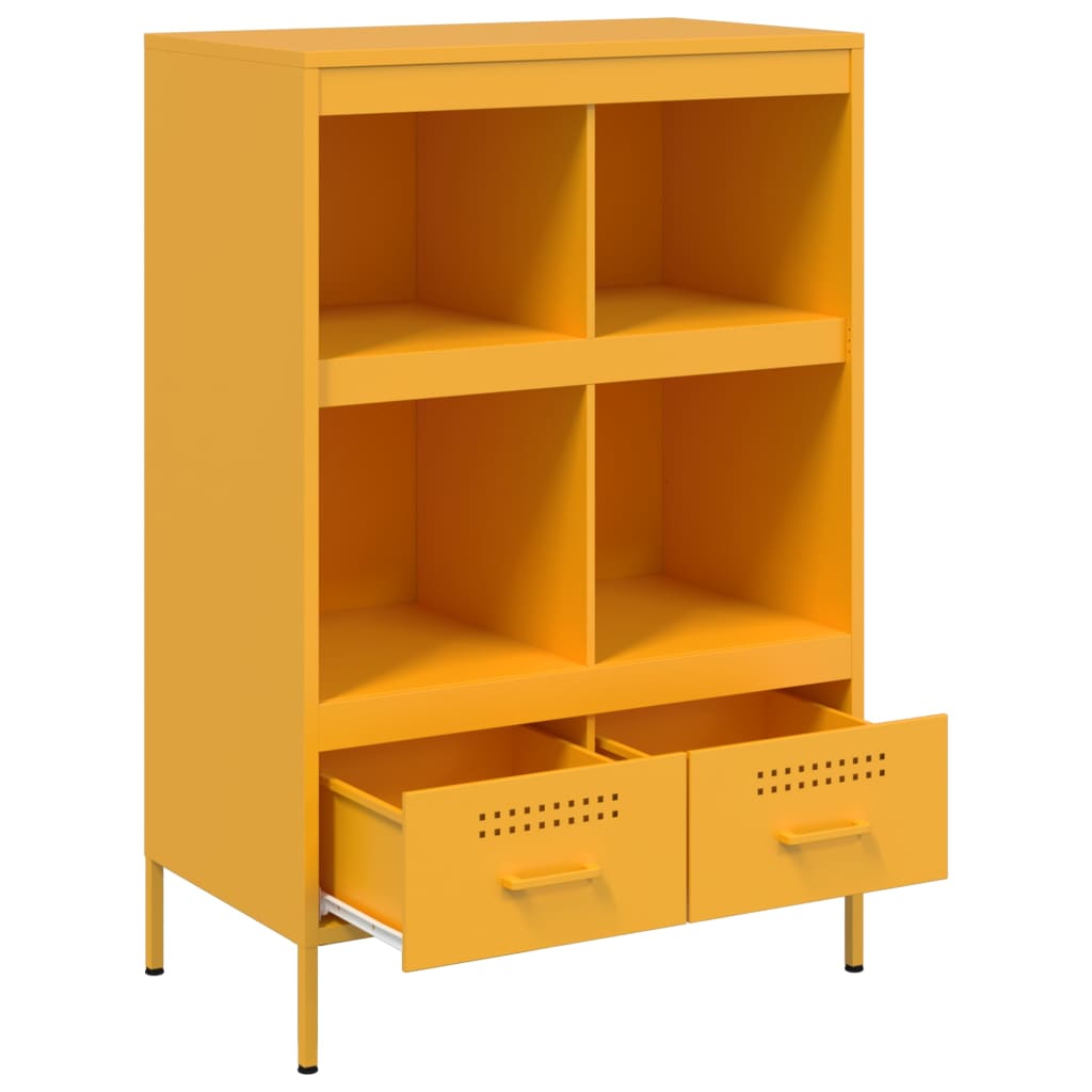 Highboard sennepsgul 68x39x101,5 cm stål