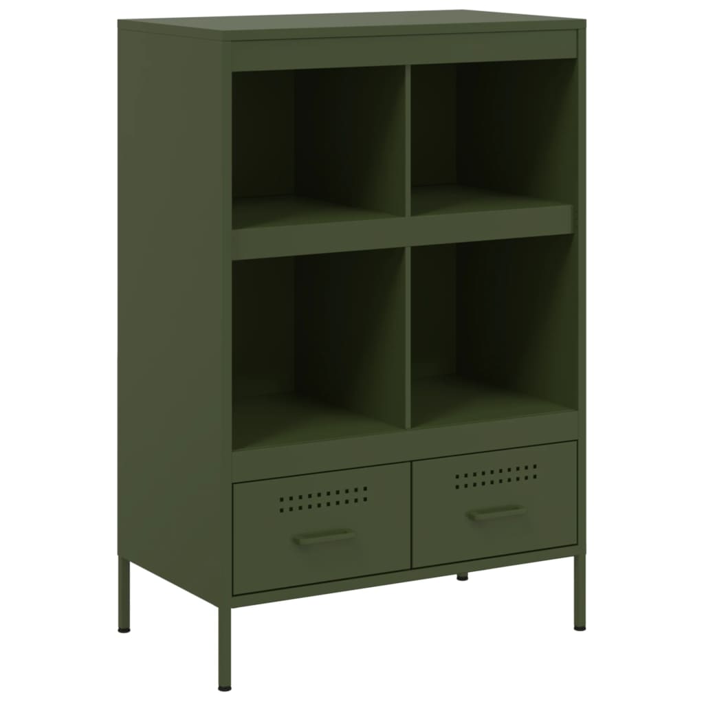 Highboard olivengrønn 68x39x101,5 cm stål