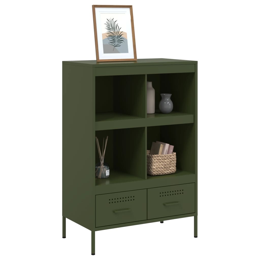 Highboard olivengrønn 68x39x101,5 cm stål