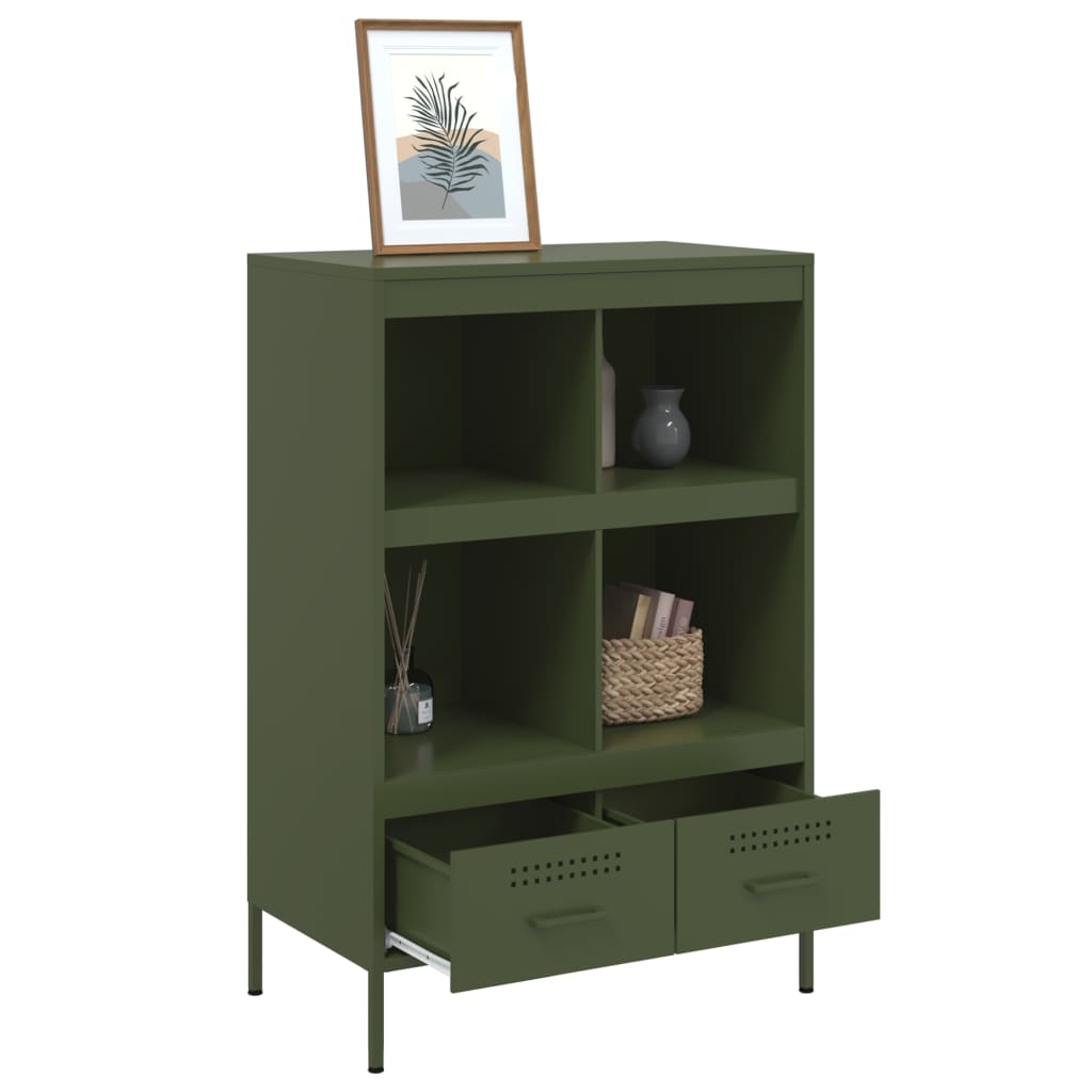 Highboard olivengrønn 68x39x101,5 cm stål