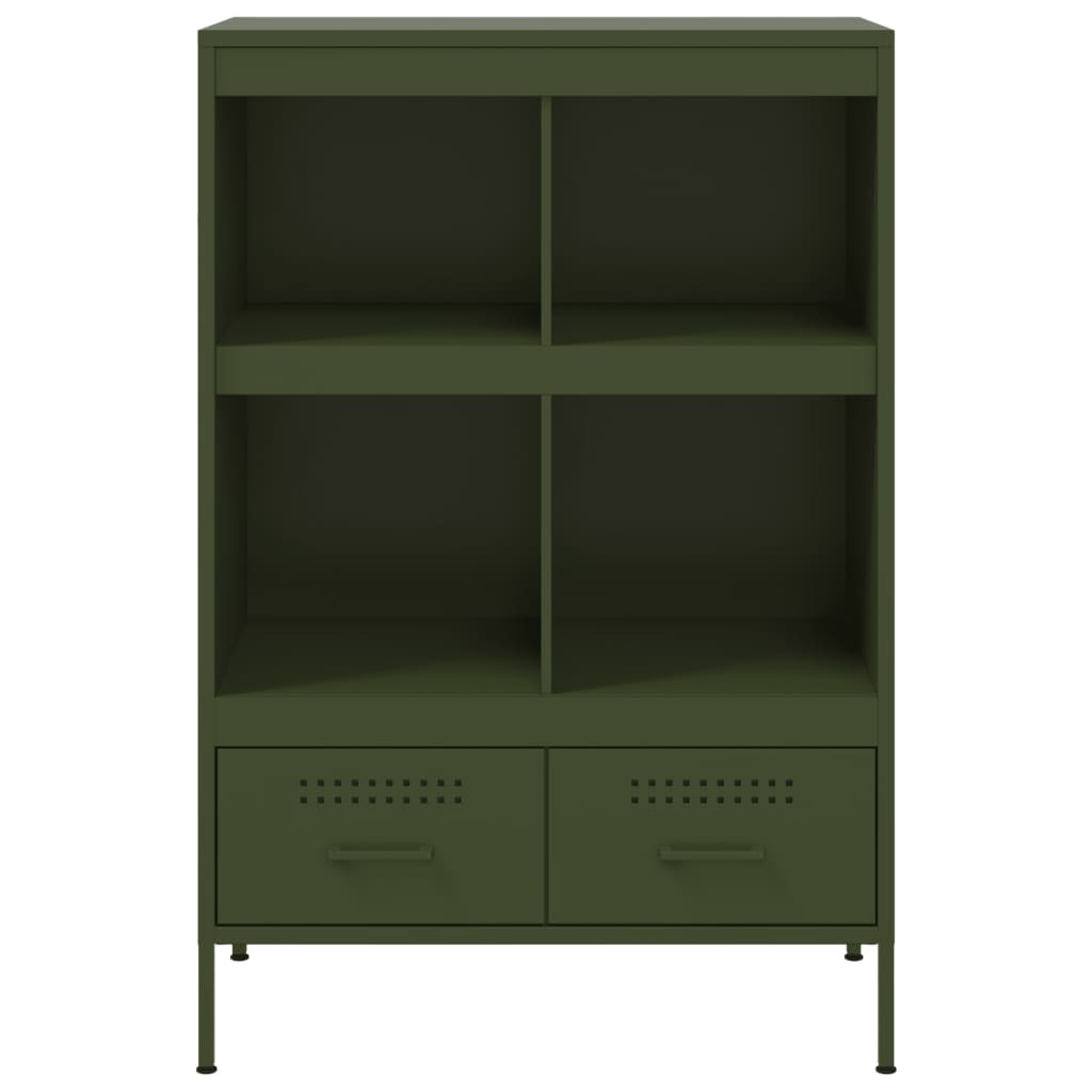 Highboard olivengrønn 68x39x101,5 cm stål