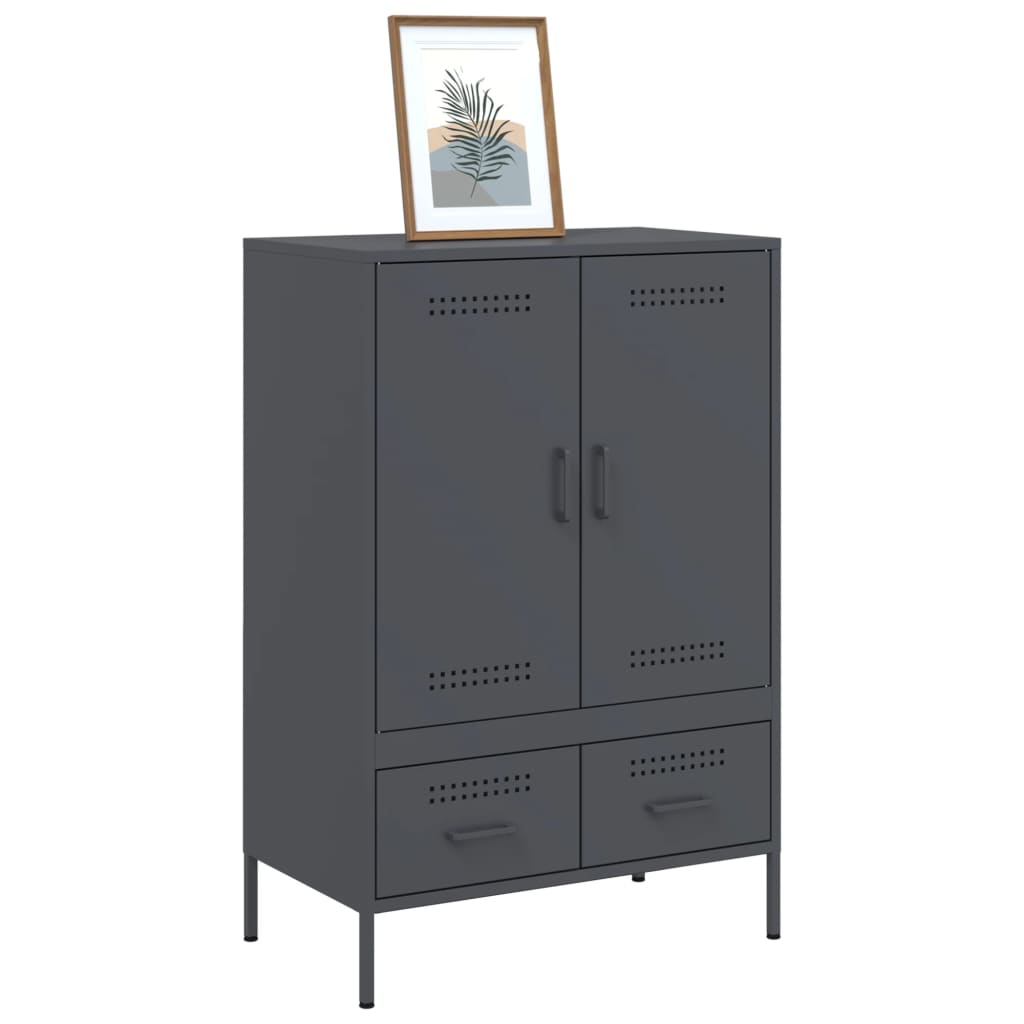 Highboard antrasitt 68x39x101,5 cm stål