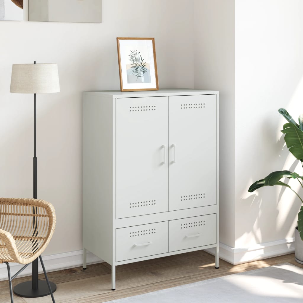 Highboard hvit 68x39x101,5 cm stål