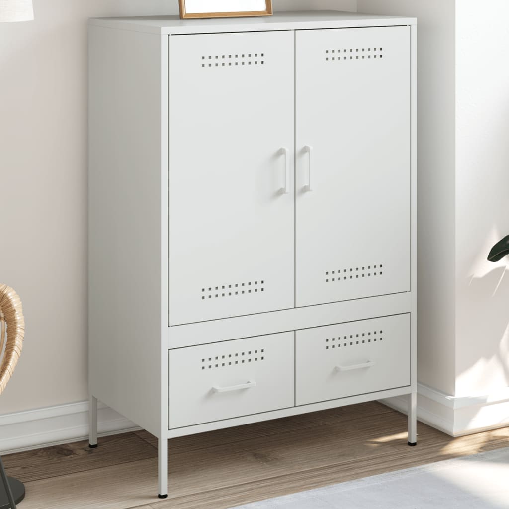 Highboard hvit 68x39x101,5 cm stål