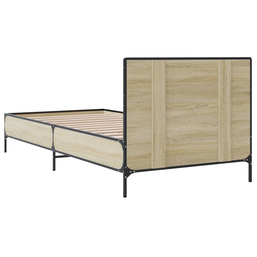 Sengeramme sonoma eik 90x200 cm konstruert tre og metall
