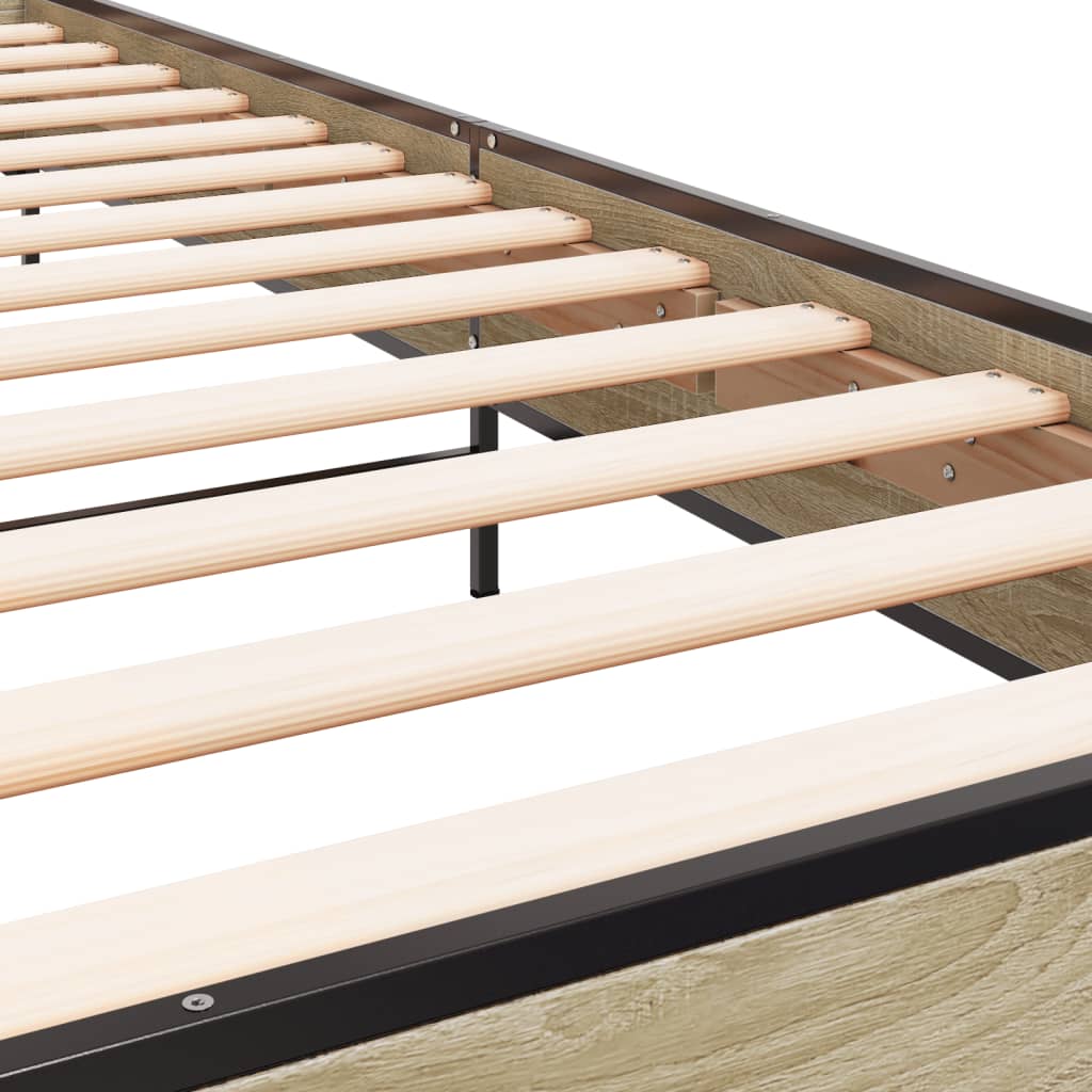 Sengeramme sonoma eik 90x200 cm konstruert tre og metall