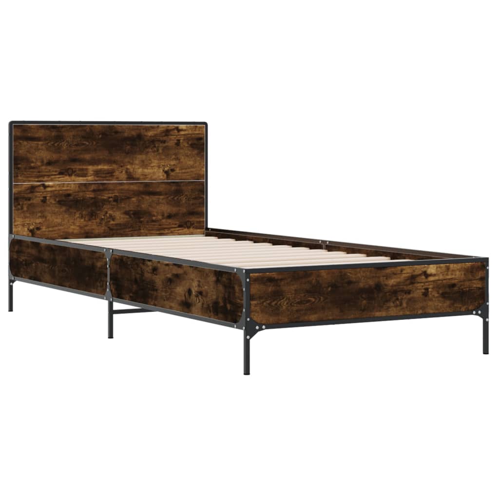Sengeramme røkt eik 90x200 cm konstruert tre og metall