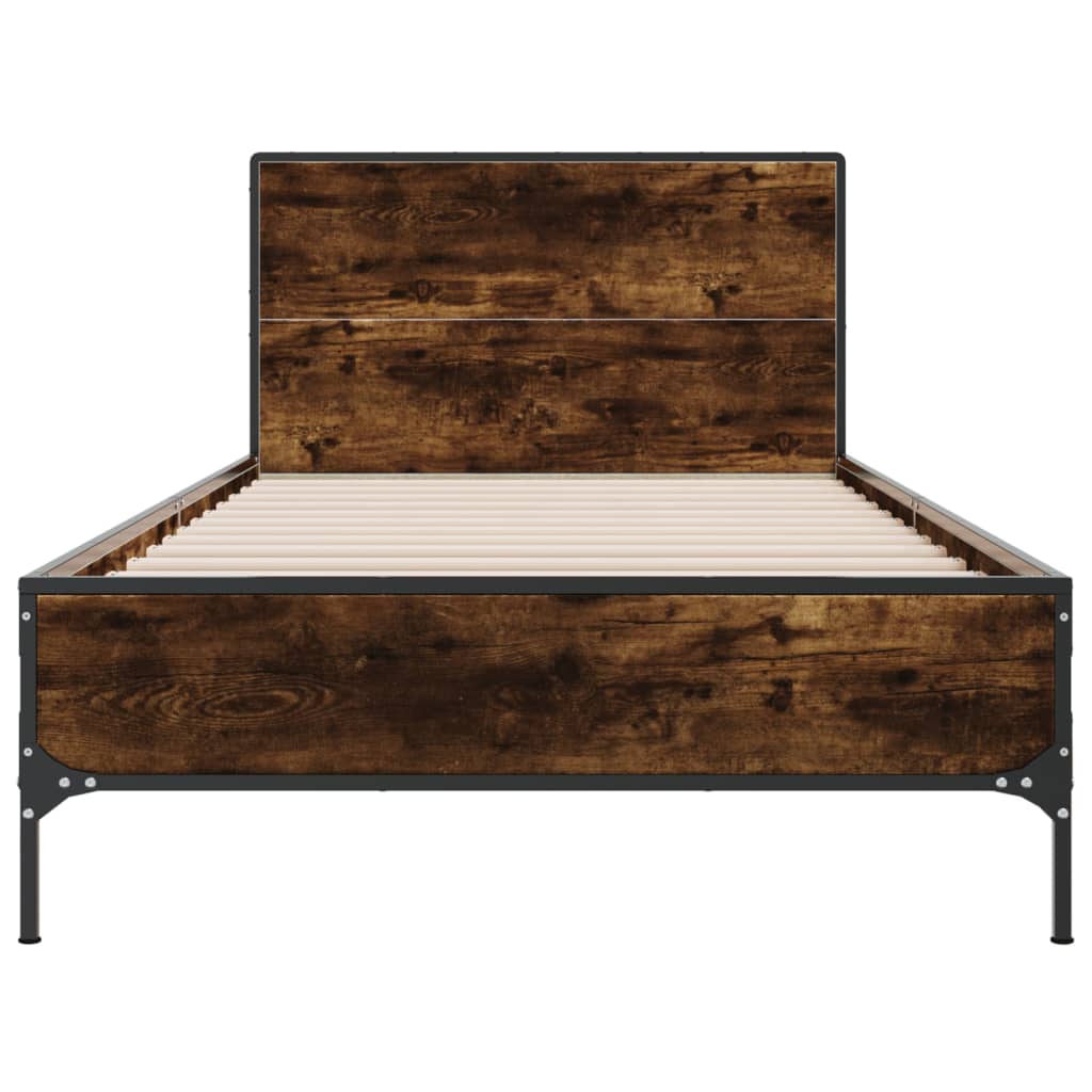 Sengeramme røkt eik 90x200 cm konstruert tre og metall
