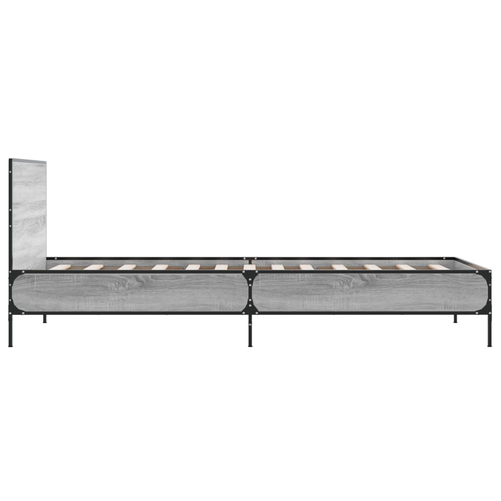 Sengeramme grå sonoma 90x200 cm konstruert tre og metall
