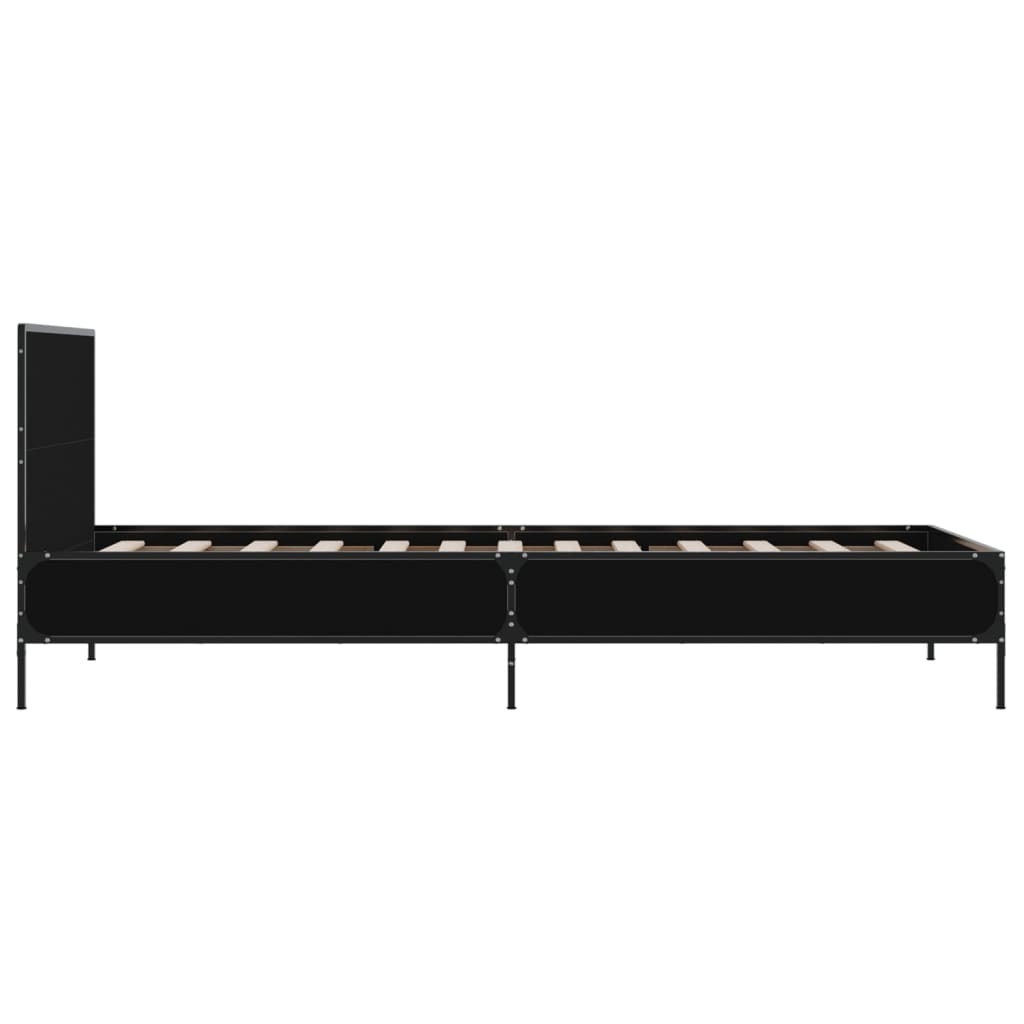 Sengeramme svart 100x200 cm konstruert tre og metall