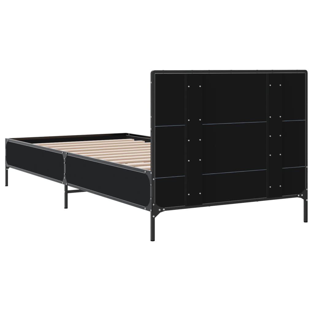 Sengeramme svart 100x200 cm konstruert tre og metall