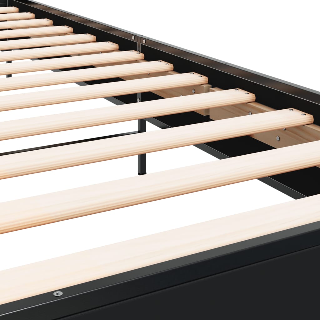 Sengeramme svart 100x200 cm konstruert tre og metall