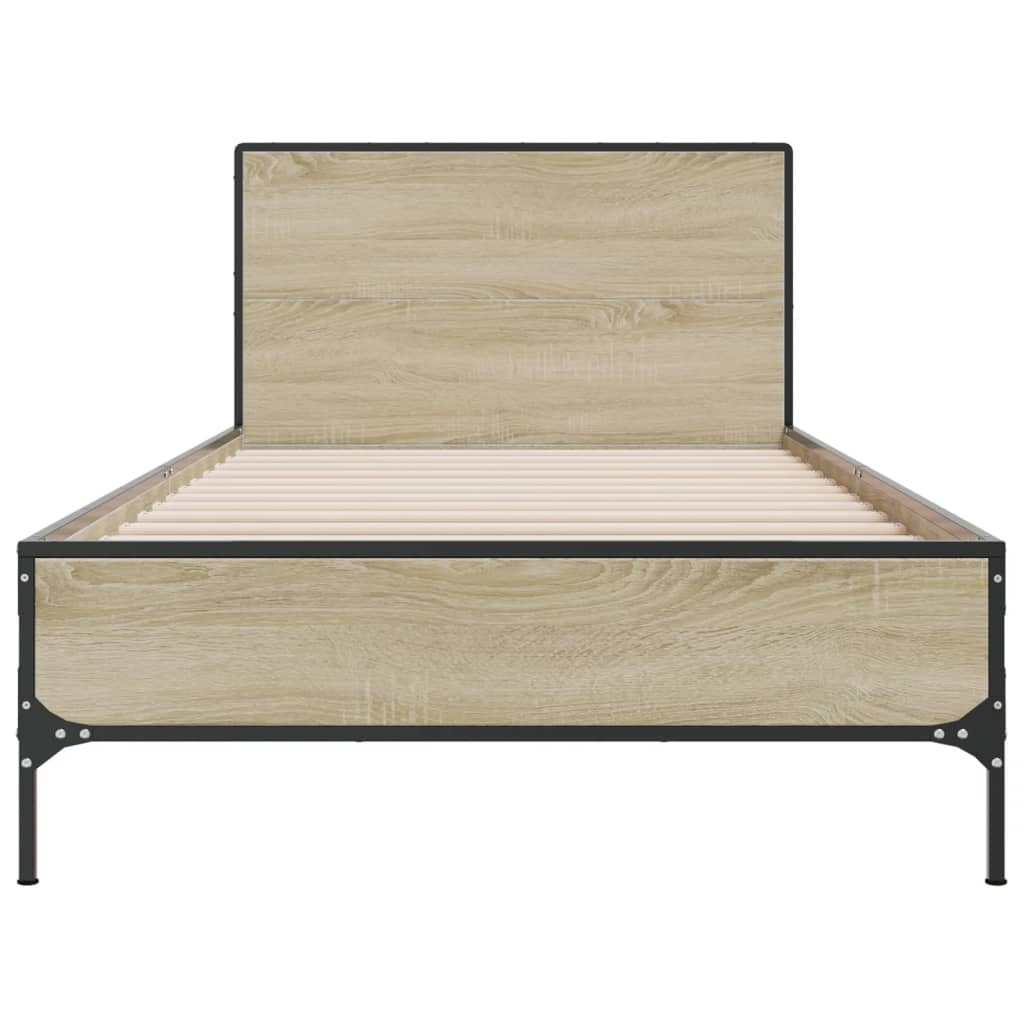 Sengeramme sonoma eik 100x200 cm konstruert tre og metall
