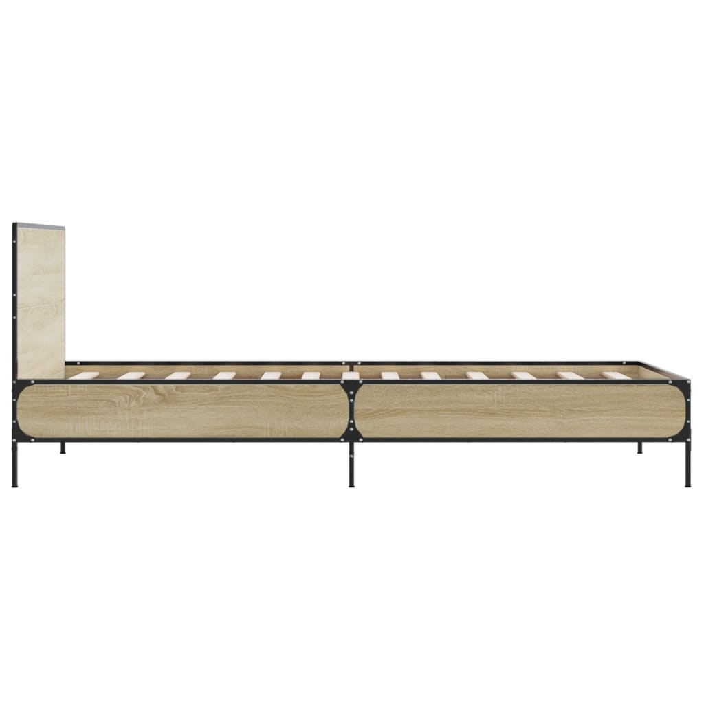 Sengeramme sonoma eik 100x200 cm konstruert tre og metall