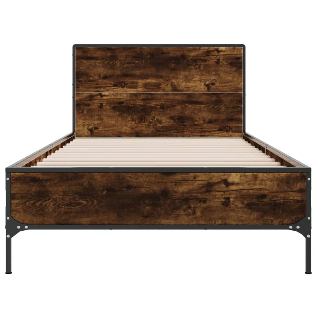 Sengeramme røkt eik 100x200 cm konstruert tre og metall