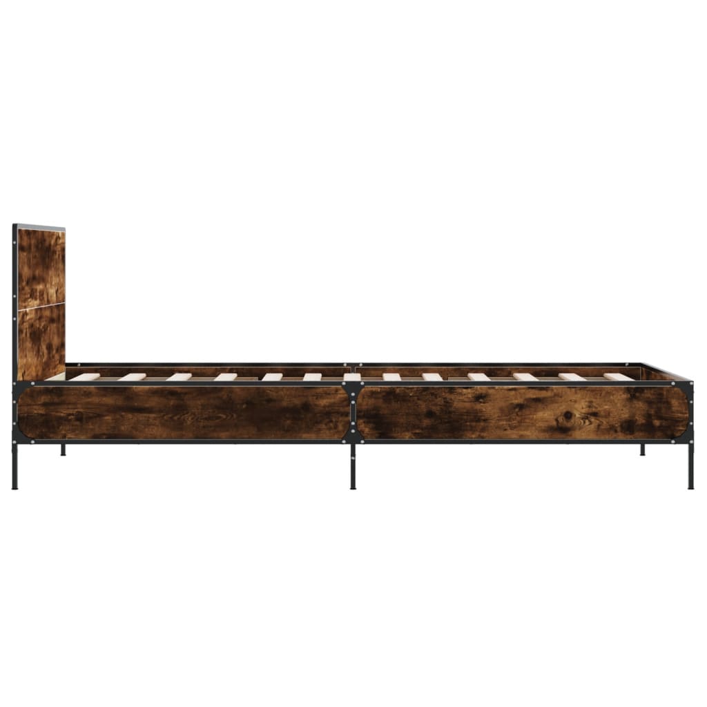 Sengeramme røkt eik 100x200 cm konstruert tre og metall