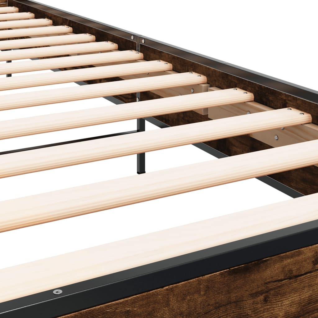 Sengeramme røkt eik 100x200 cm konstruert tre og metall