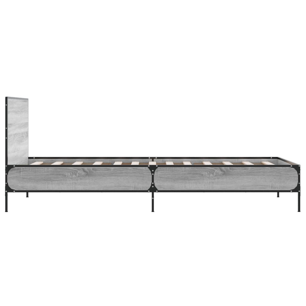 Sengeramme grå sonoma 100x200 cm konstruert tre og metall