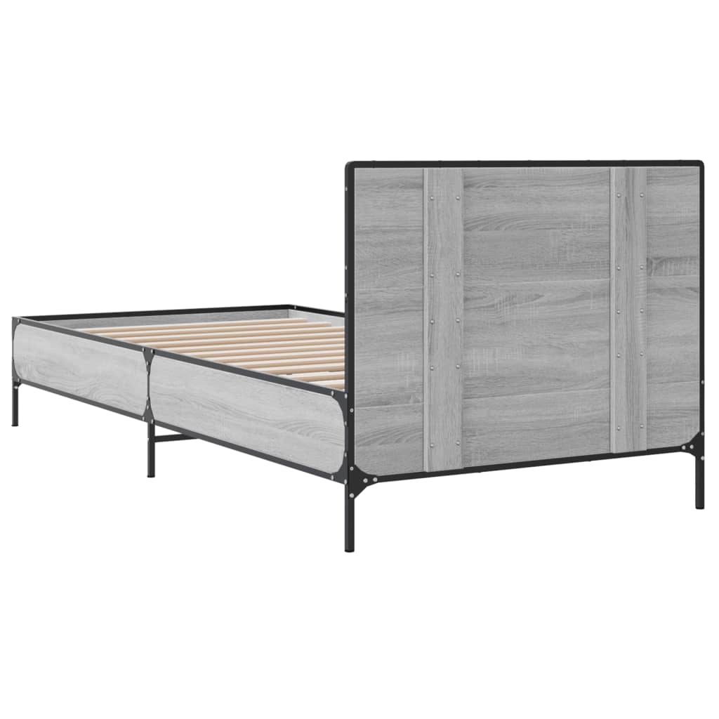 Sengeramme grå sonoma 75x190 cm konstruert tre og metall
