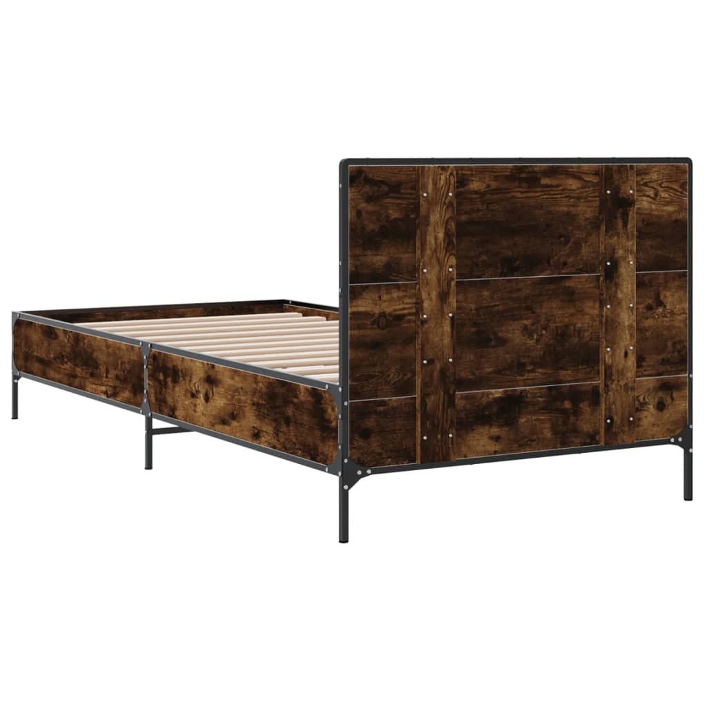 Sengeramme røkt eik 90x190 cm konstruert tre og metall