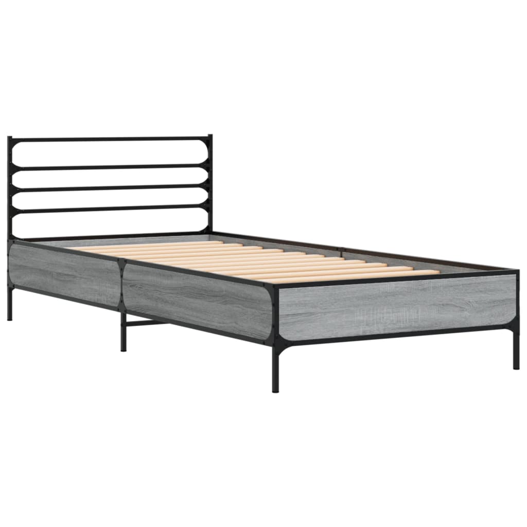 Sengeramme grå sonoma 90x200 cm konstruert tre og metall