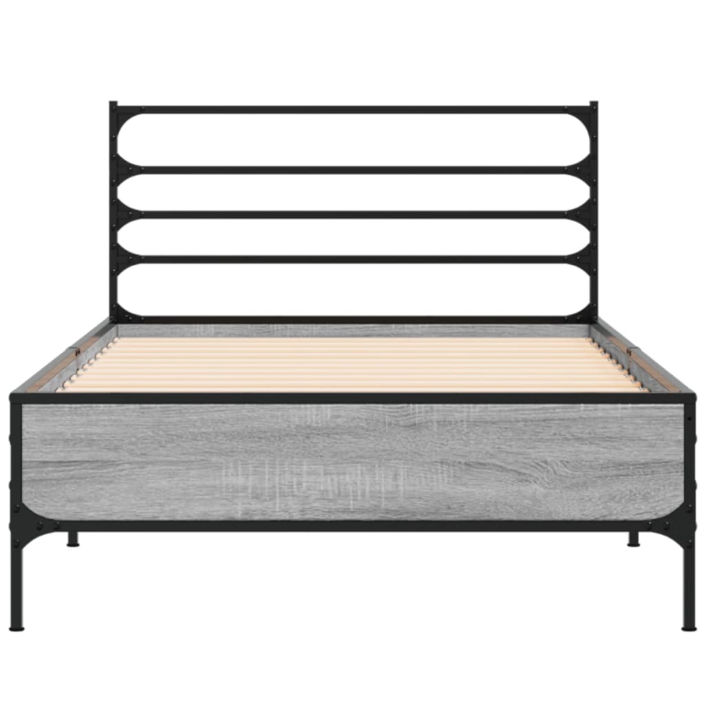 Sengeramme grå sonoma 90x200 cm konstruert tre og metall