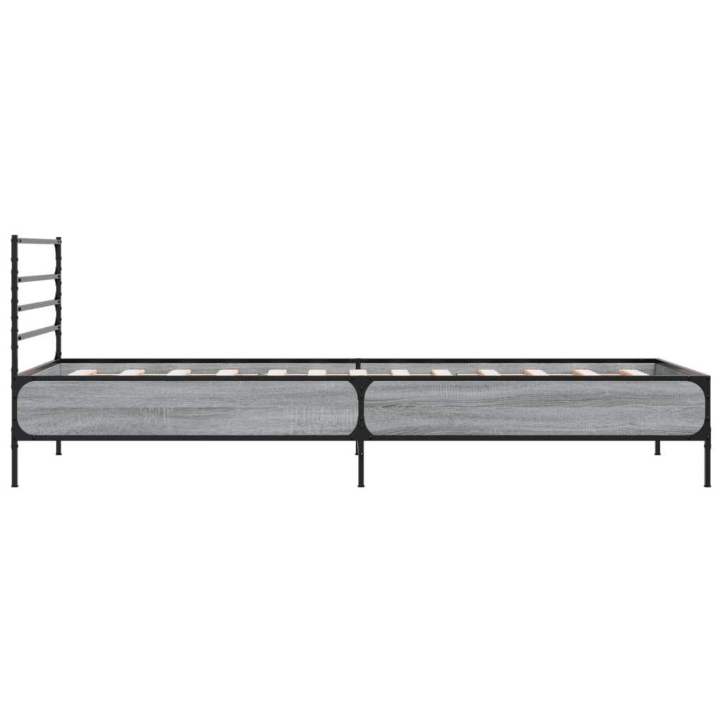 Sengeramme grå sonoma 90x200 cm konstruert tre og metall