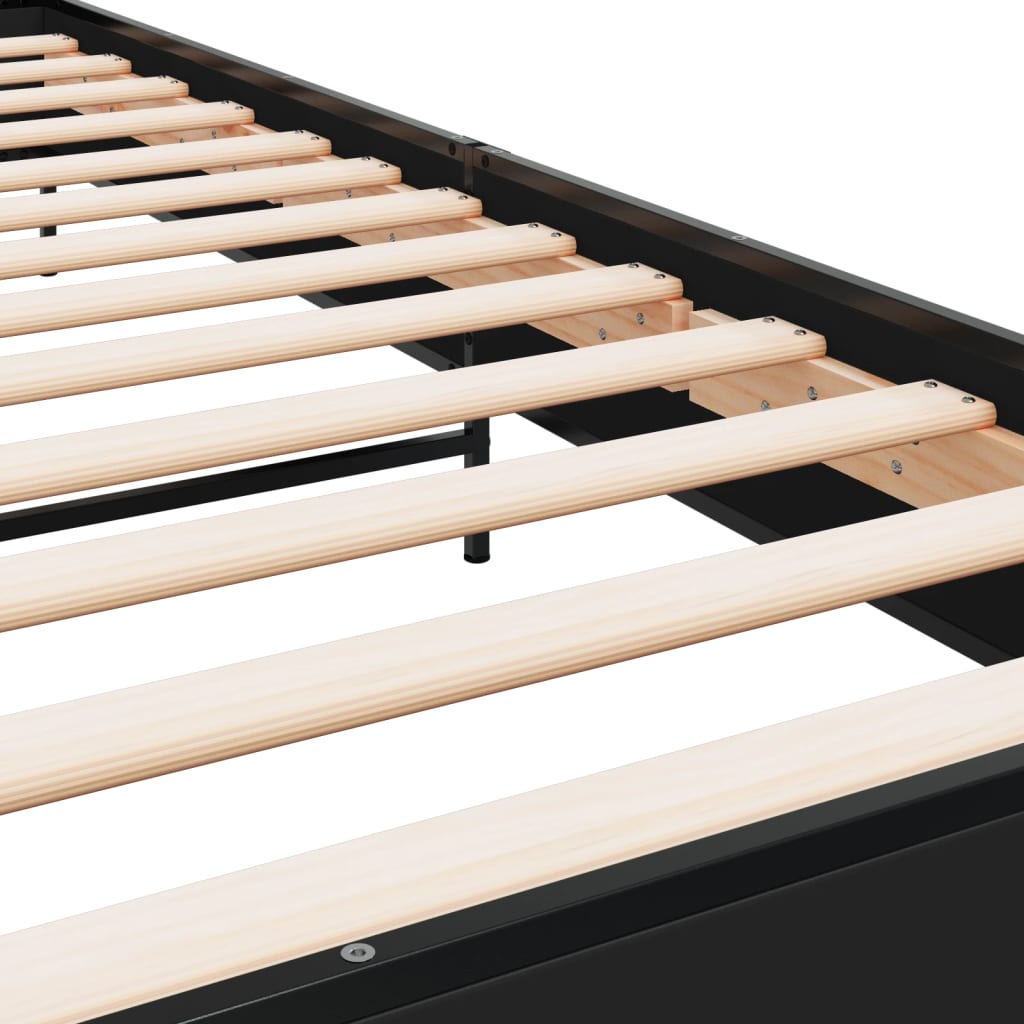 Sengeramme svart 100x200 cm konstruert tre og metall