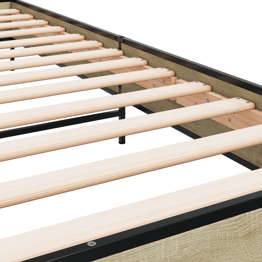 Sengeramme sonoma eik 100x200 cm konstruert tre og metall