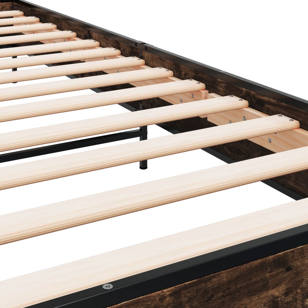 Sengeramme røkt eik 100x200 cm konstruert tre og metall