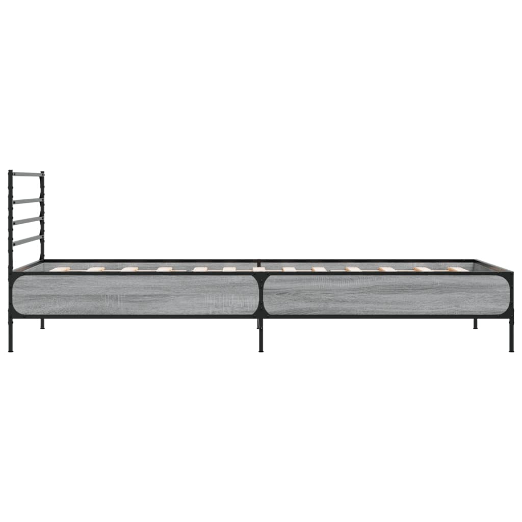 Sengeramme grå sonoma 100x200 cm konstruert tre og metall