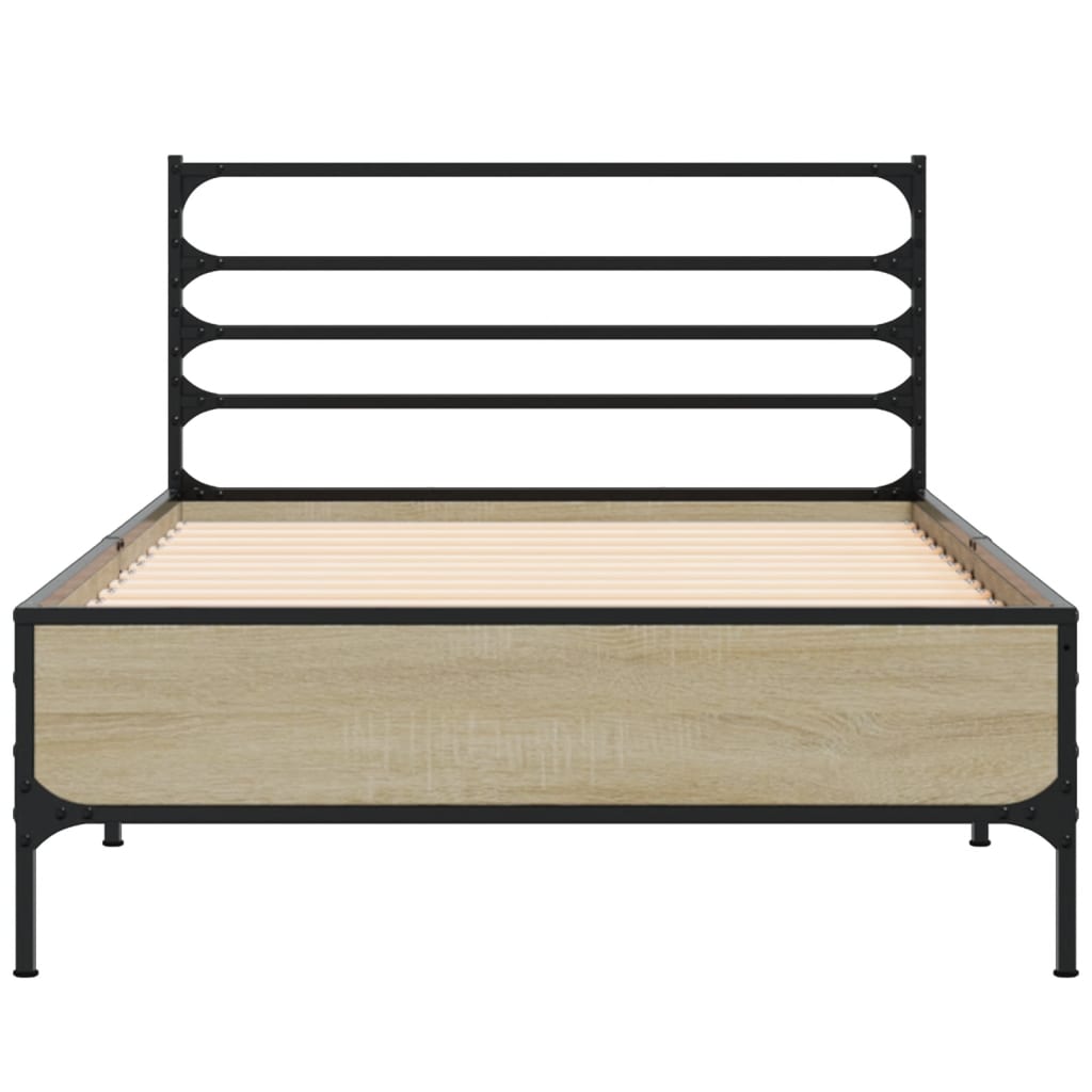 Sengeramme sonoma eik 75x190 cm konstruert tre og metall