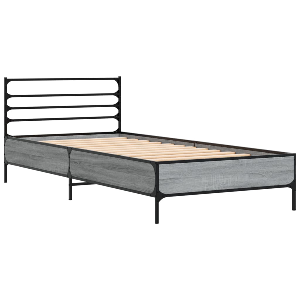 Sengeramme grå sonoma 75x190 cm konstruert tre og metall