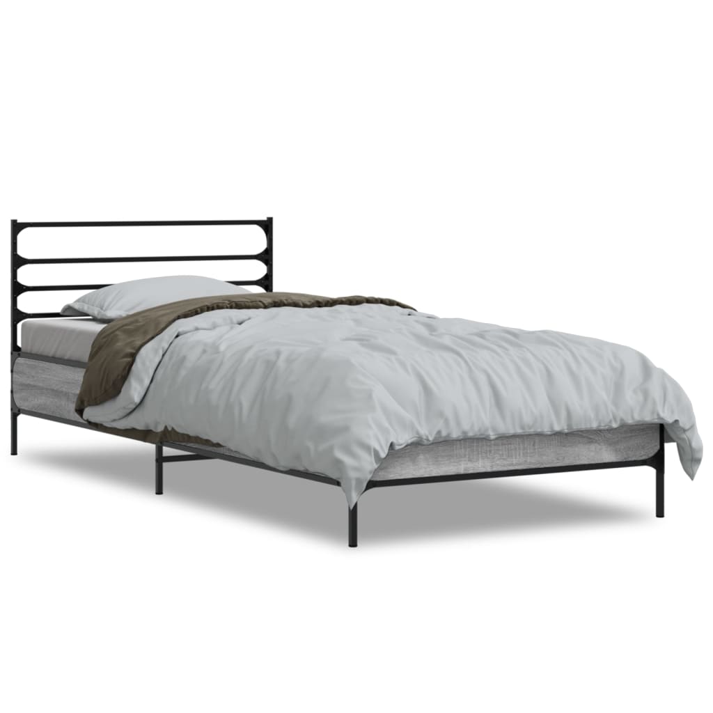 Sengeramme grå sonoma 75x190 cm konstruert tre og metall