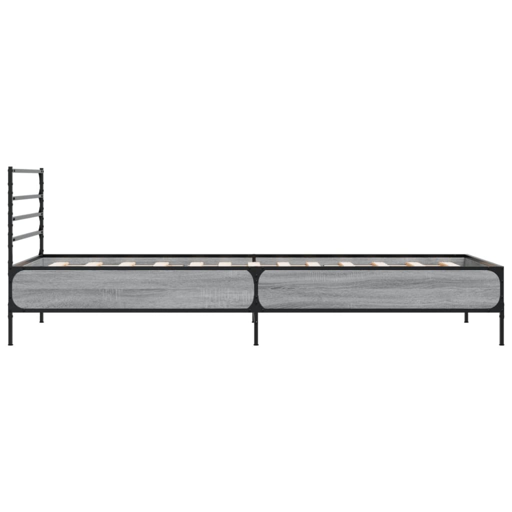 Sengeramme grå sonoma 75x190 cm konstruert tre og metall